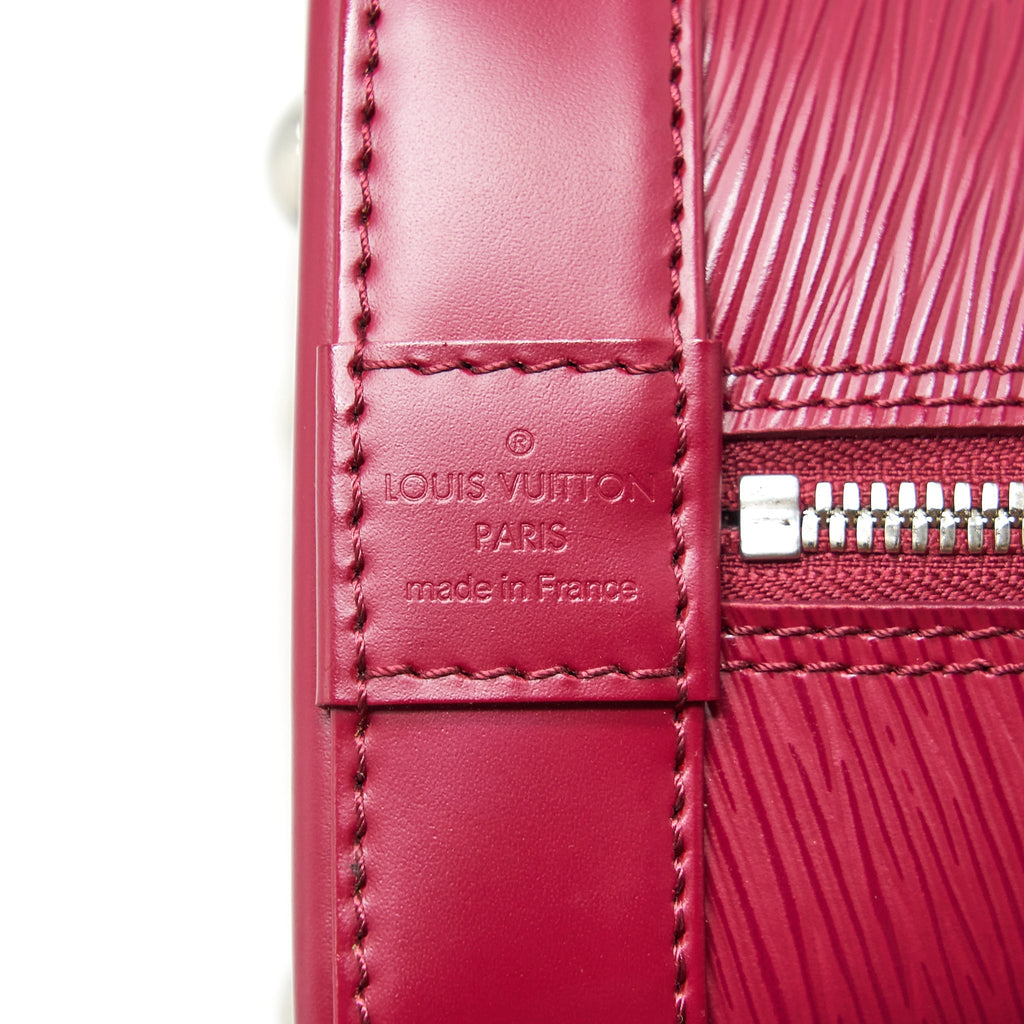 LOUIS VUITTON ALMA PM EPI DARK RED SHW WITH INITIAL J.Y ON KEY TAG