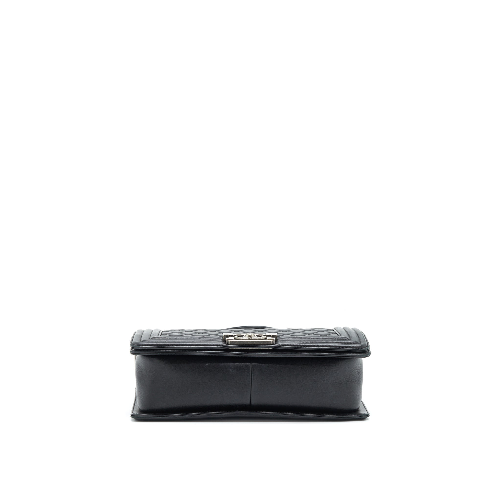 CHANEL MEDIUM BOY BAG LAMBSKIN BLACK RUTHENIUM SLIVER HARDWARE
