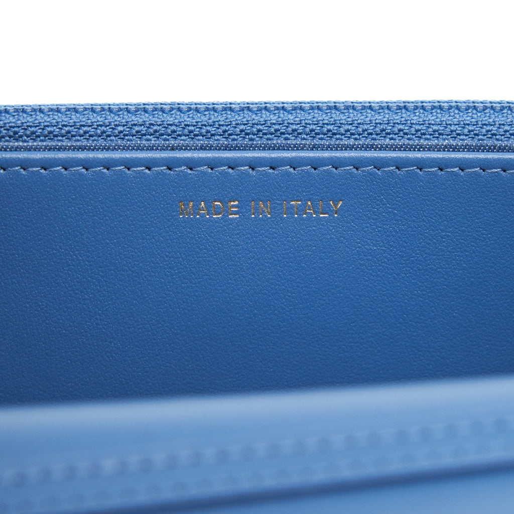 CHANEL PEARL CRUSH WALLET ON CHAIN DENIM BLUE GHW (MICROCHIP)
