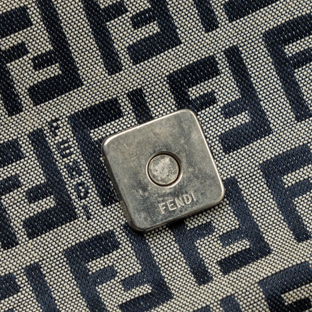 FENDI ZUCCHINO MAMA FLAP BAG FF JACQUARD CANVAS GREY SHW
