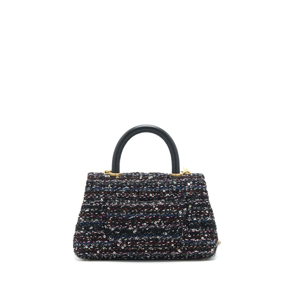 CHANEL SMALL TWEED COCO HANDLE 24CM BLACK GHW