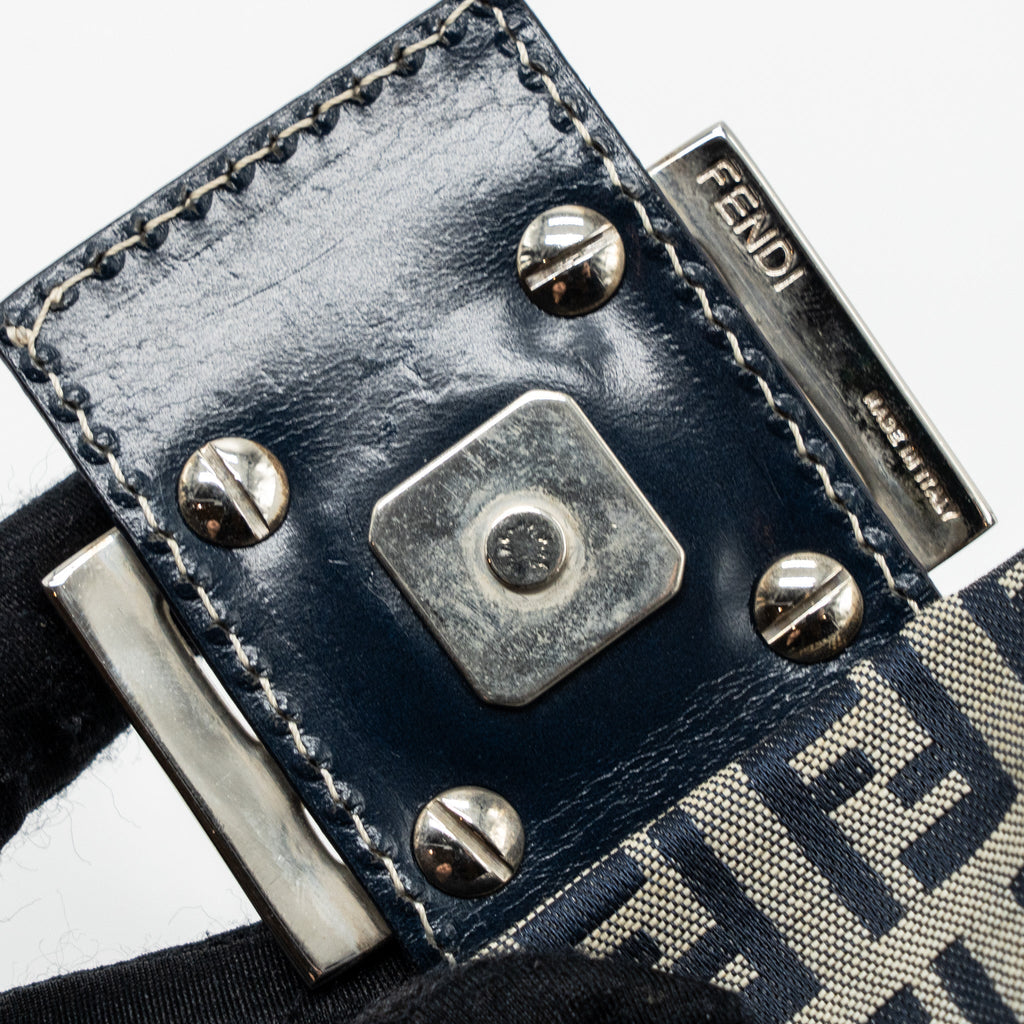 FENDI ZUCCHINO MAMA FLAP BAG FF JACQUARD CANVAS GREY SHW