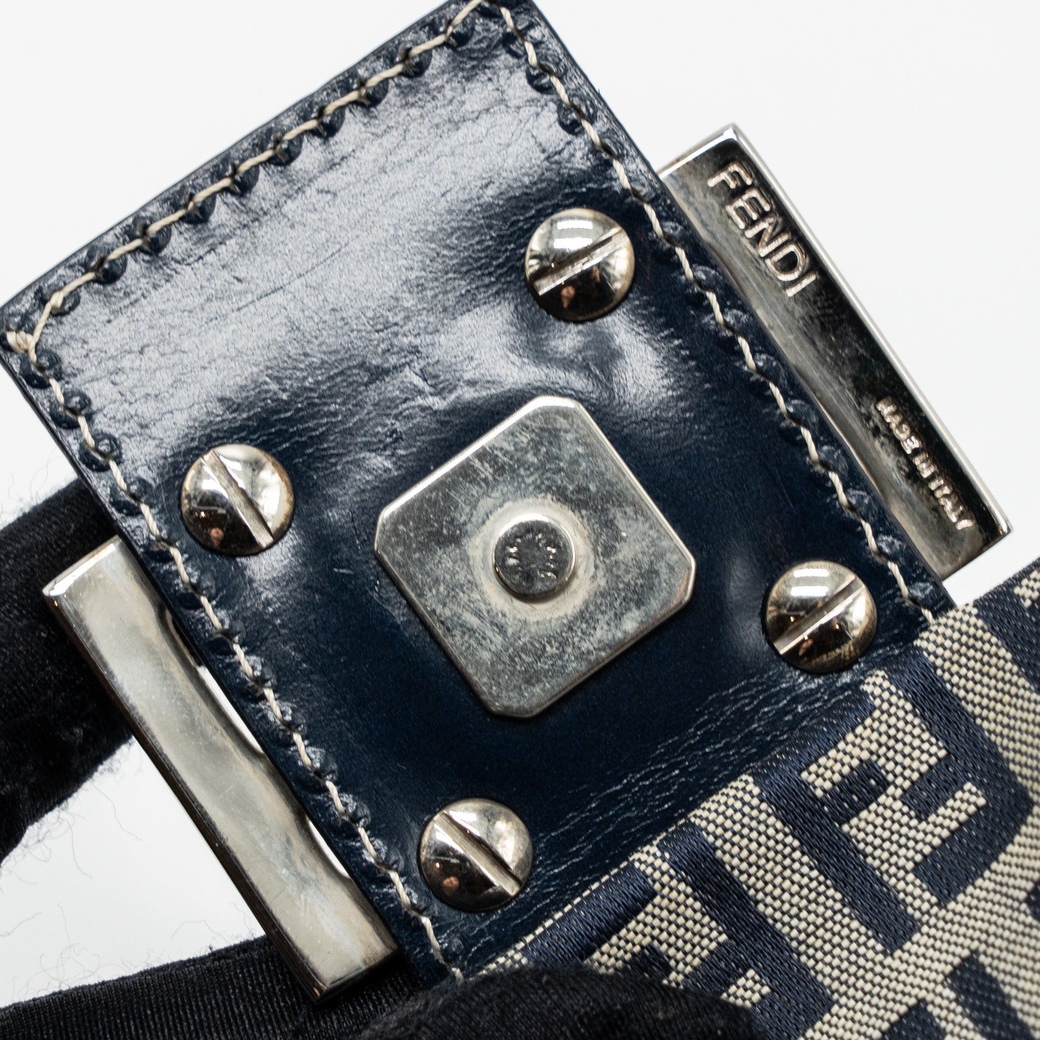 FENDI ZUCCHINO MAMA FLAP BAG FF JACQUARD CANVAS GREY SHW