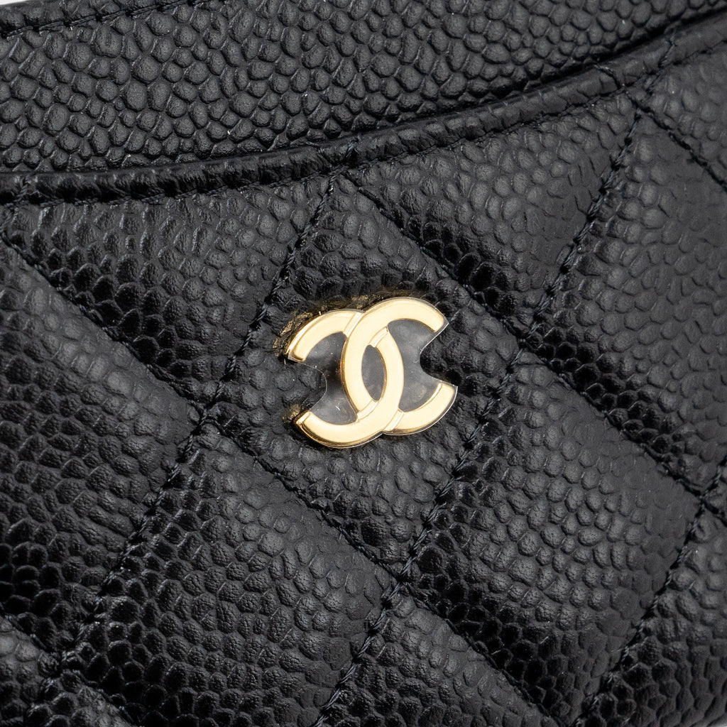 CHANEL CLASSIC CARD HOLDER CAVIAR BLACK GHW (MICROCHIP)