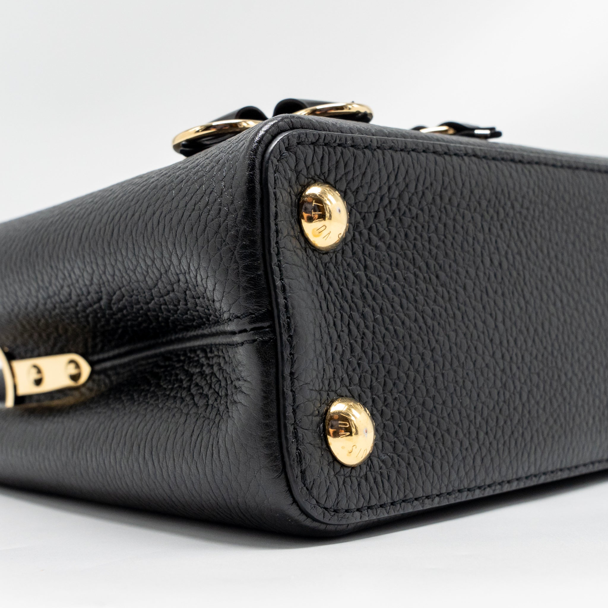 LOUIS VUITTON CAPUCINES BB WITH MONOGRAM FLOWER EMBELLISHMENTS TAURILLON BLACK GHW