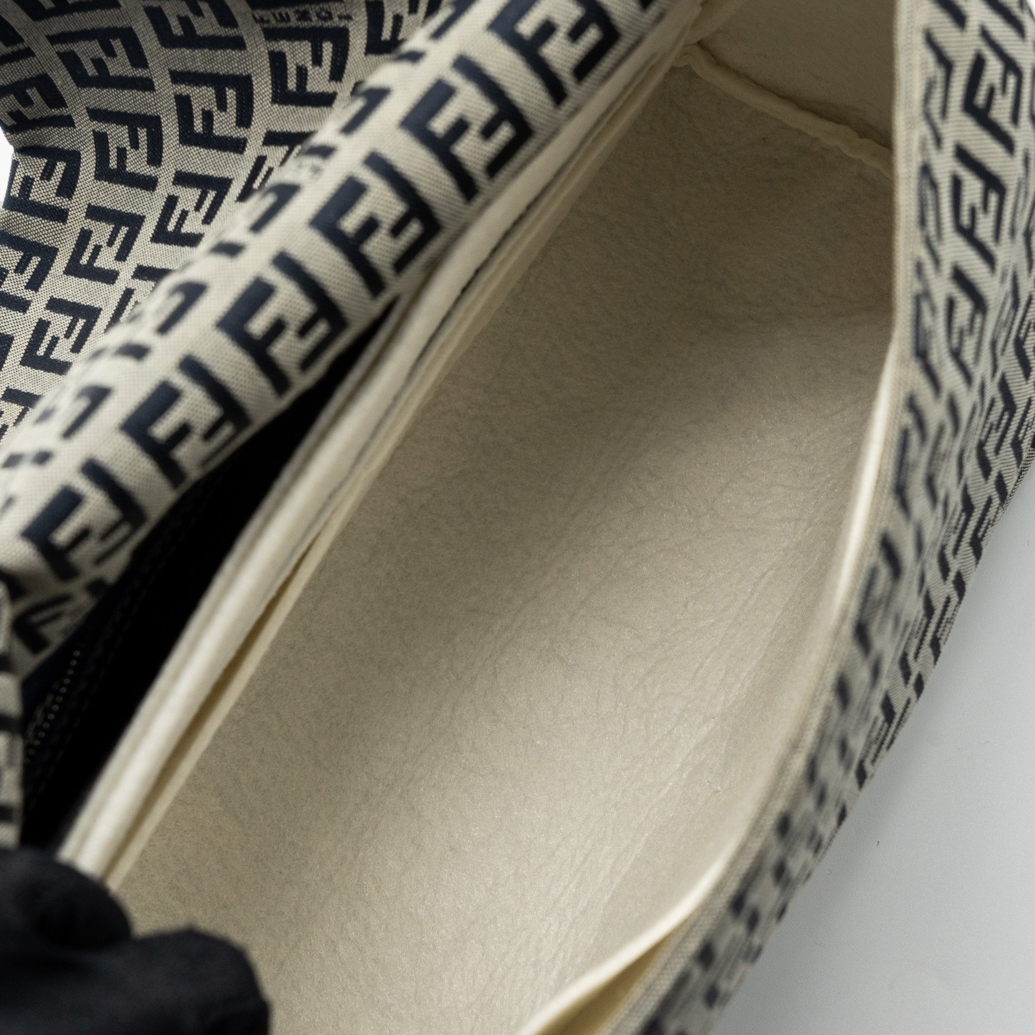 FENDI ZUCCHINO MAMA FLAP BAG FF JACQUARD CANVAS GREY SHW