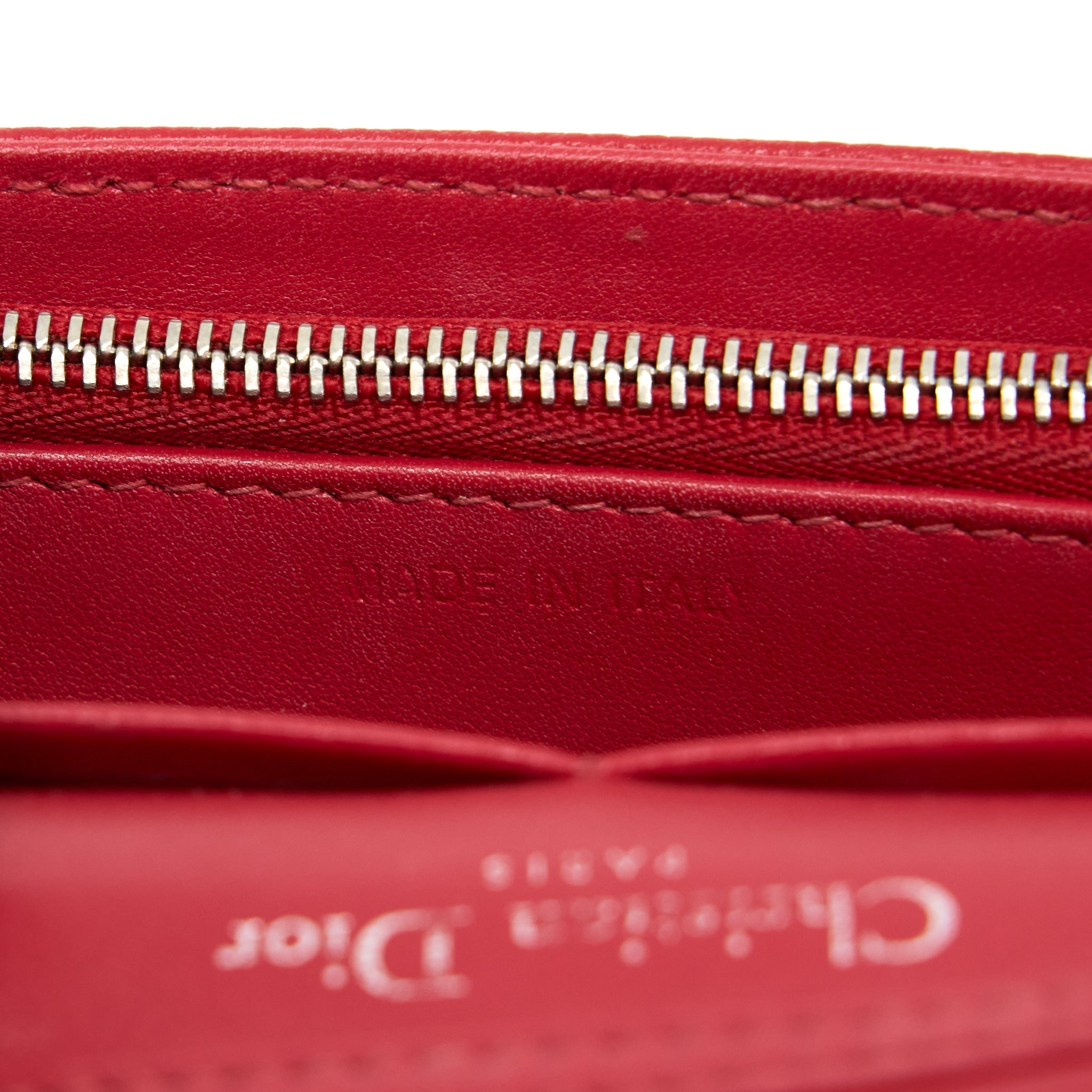 DIOR DIORAMA WALLET ON CHAIN CALFSKIN RED SHW