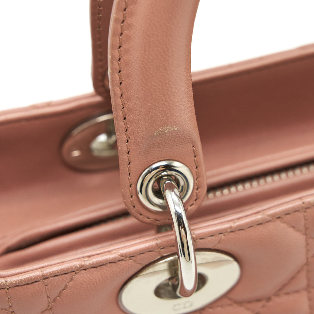 DIOR MEDIUM LADY DIOR LAMBSKIN BLUSH SHW