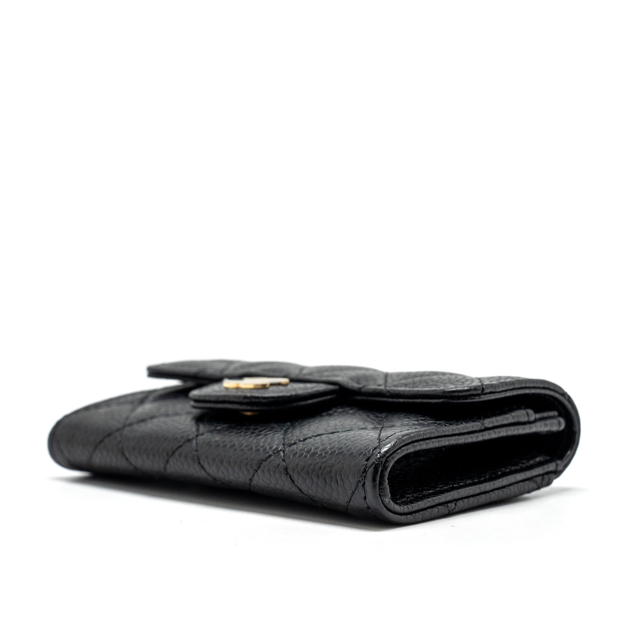 CHANEL CLASSIC FLAP CARD HOLDER CAVIAR BLACK GHW (MICROCHIP)