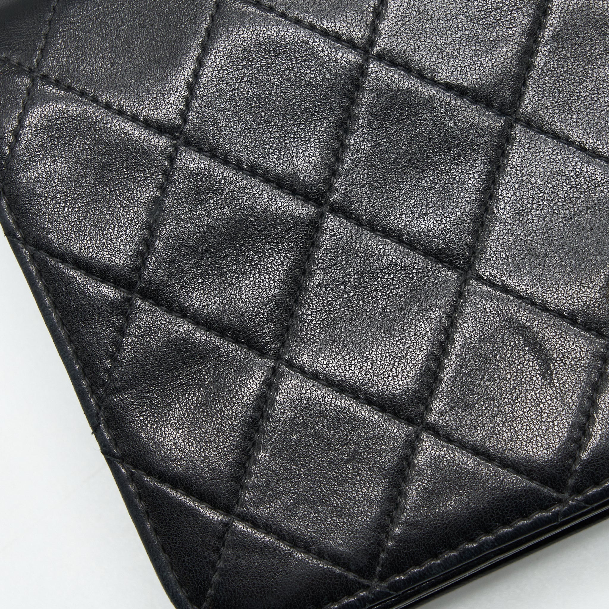 CHANEL VINTAGE QUILTED FLAP CHAIN WALLET BLACK GHW