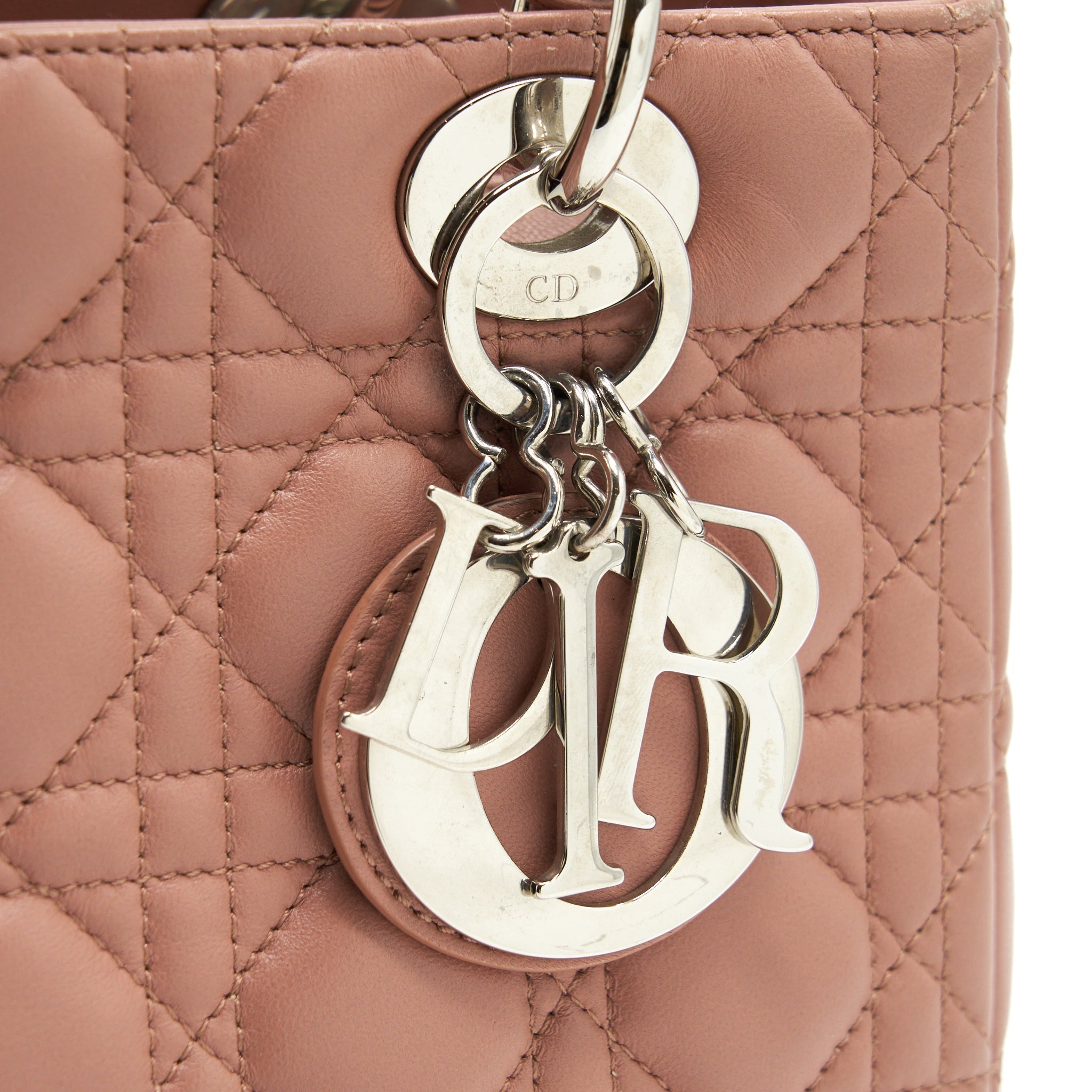 DIOR MEDIUM LADY DIOR LAMBSKIN BLUSH SHW