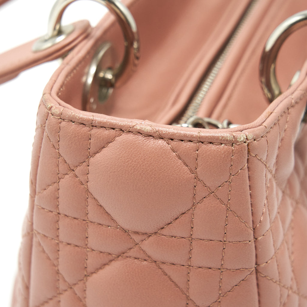 DIOR MEDIUM LADY DIOR LAMBSKIN BLUSH SHW