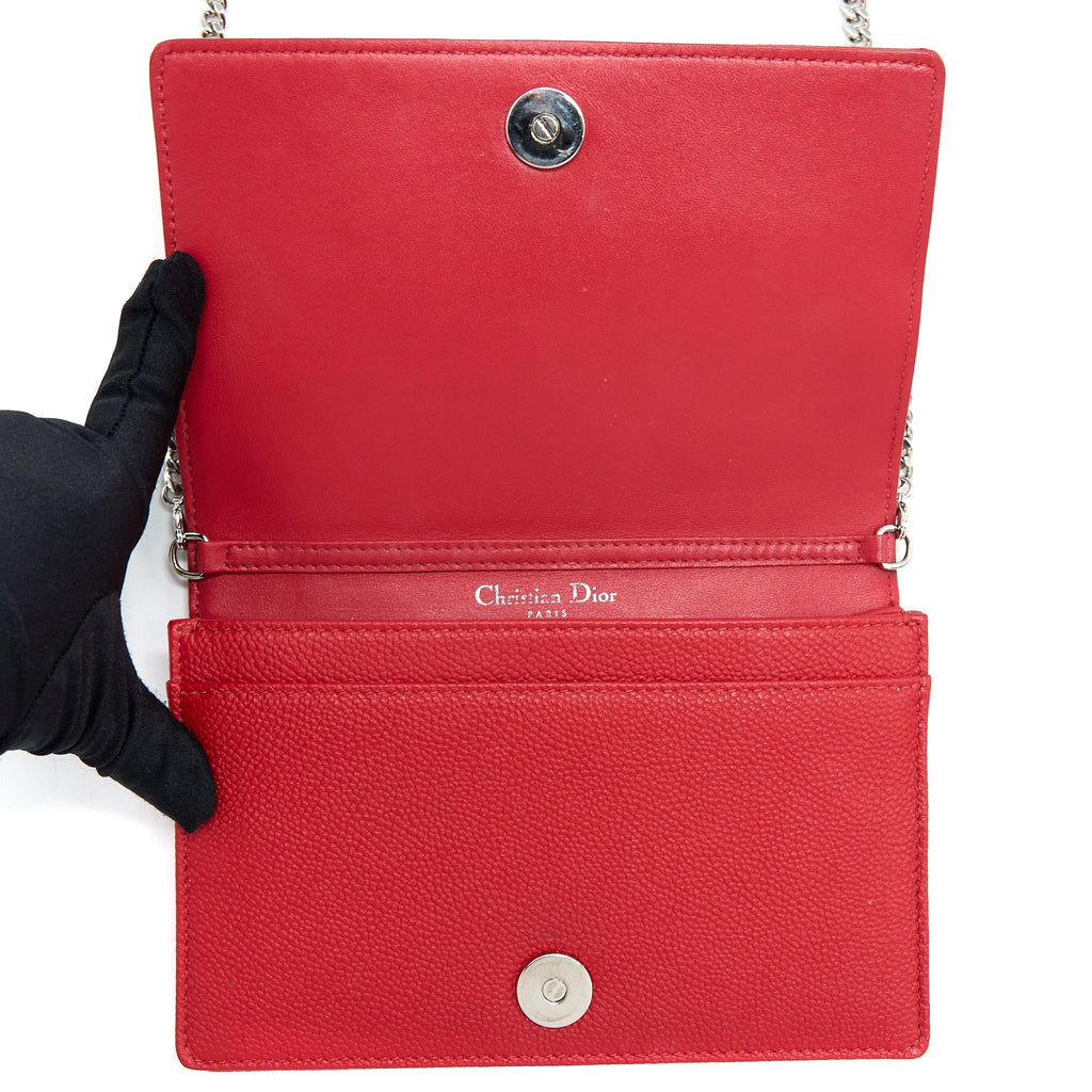 DIOR DIORAMA WALLET ON CHAIN CALFSKIN RED SHW
