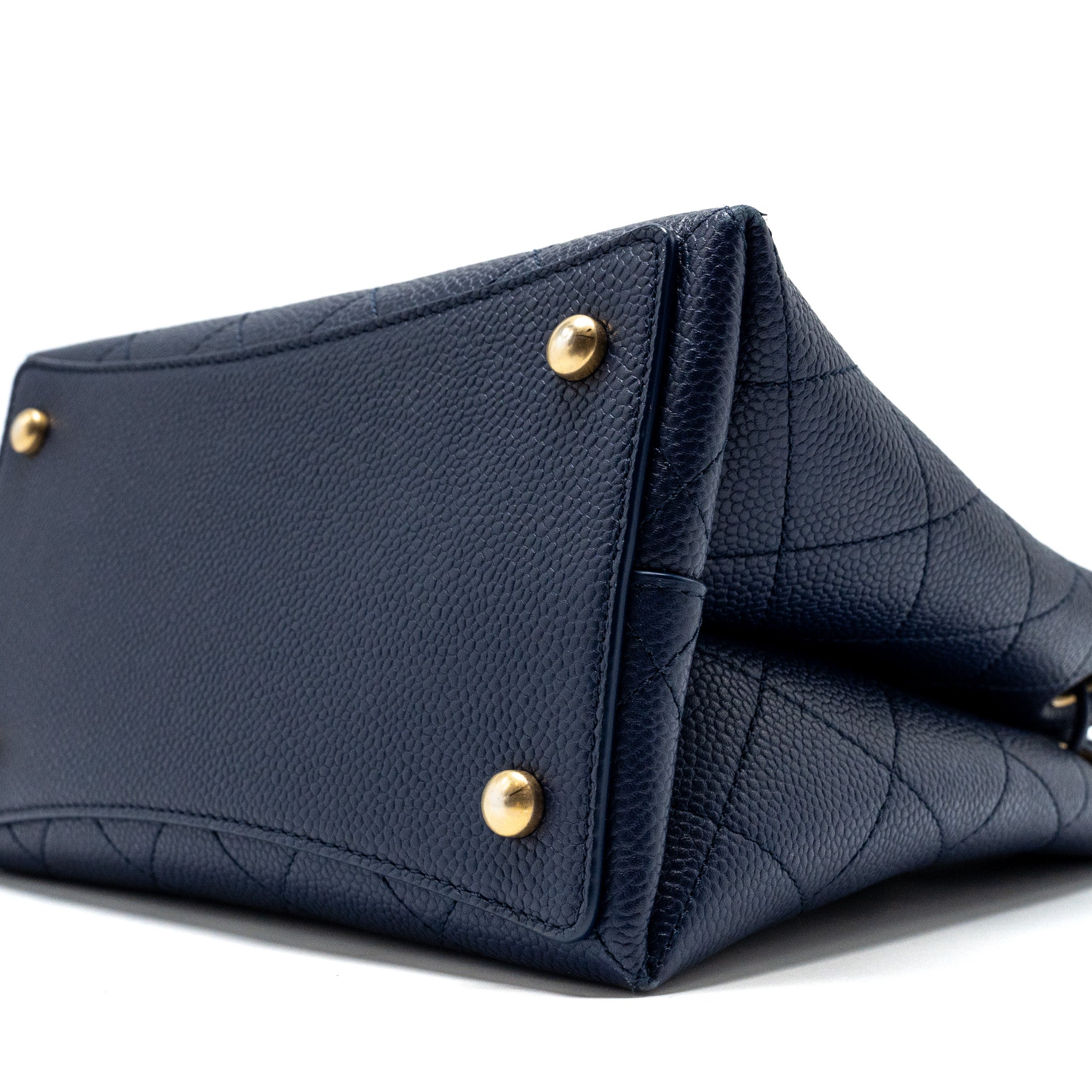 CHANEL TOP HANDLE DRAWSTRING BUCKET BAG CAVIAR NAVY  GHW