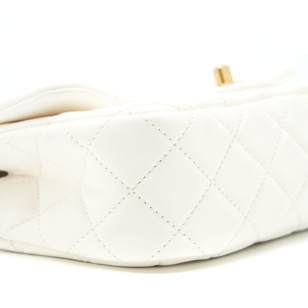 CHANEL PEARL CRUSH MINI RECTANGULAR FLAP BAG LAMBSKIN WHITE GHW (MICROCHIP)