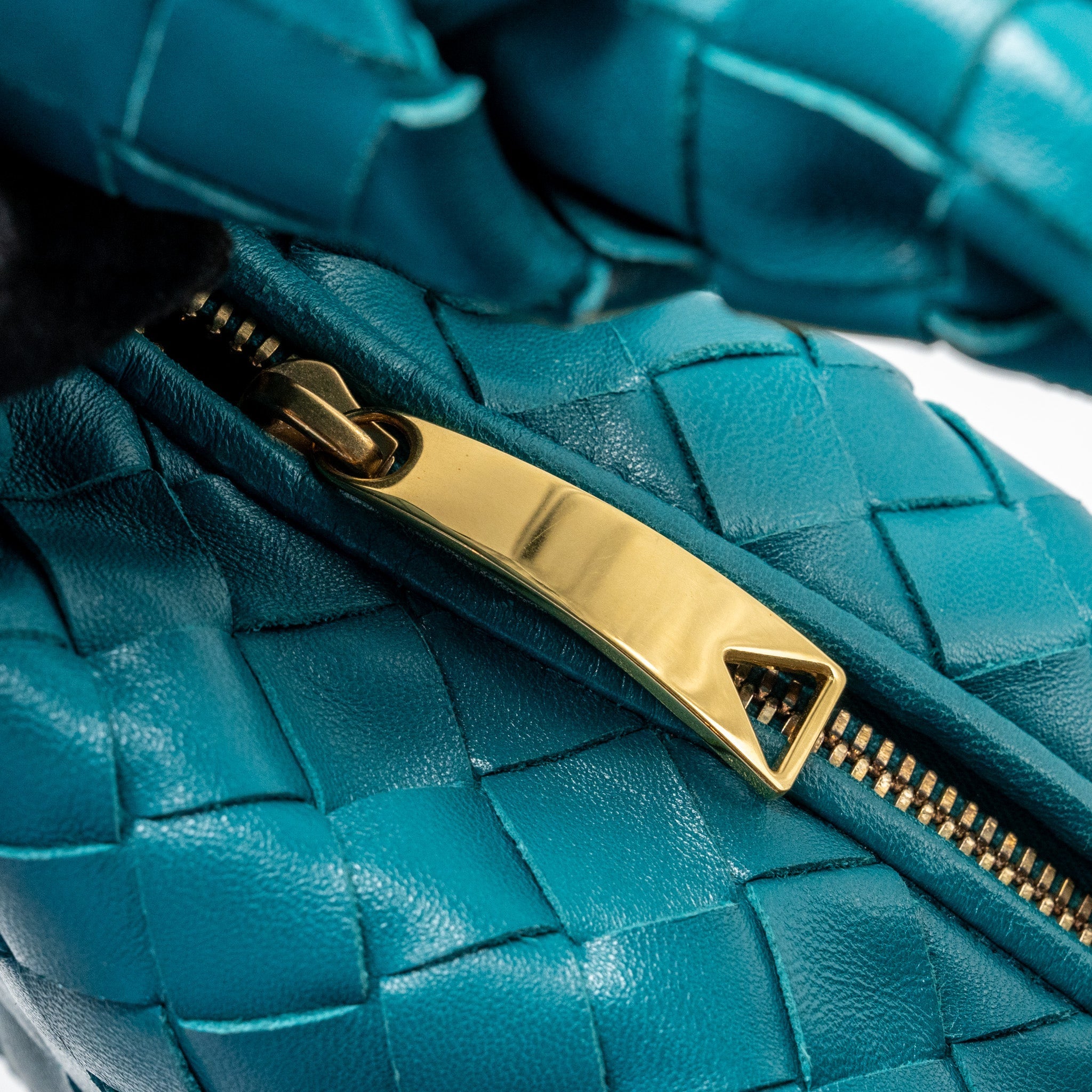 BOTTEGA VENETA MINI JODIE LAMBSKIN BLUE GHW