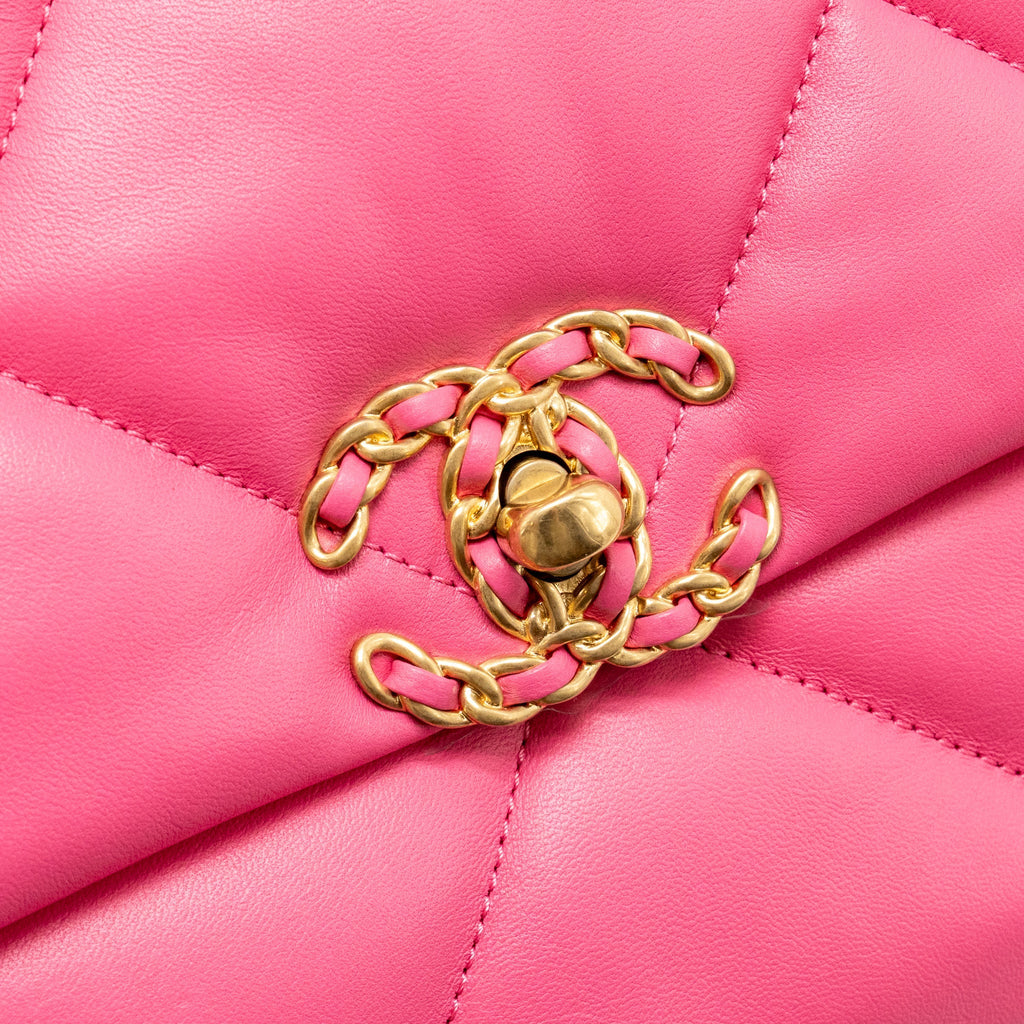 CHANEL LARGE 19 BAG LAMBSKIN PINK MULTICOLOUR HARDWARE (MICROCHIP)