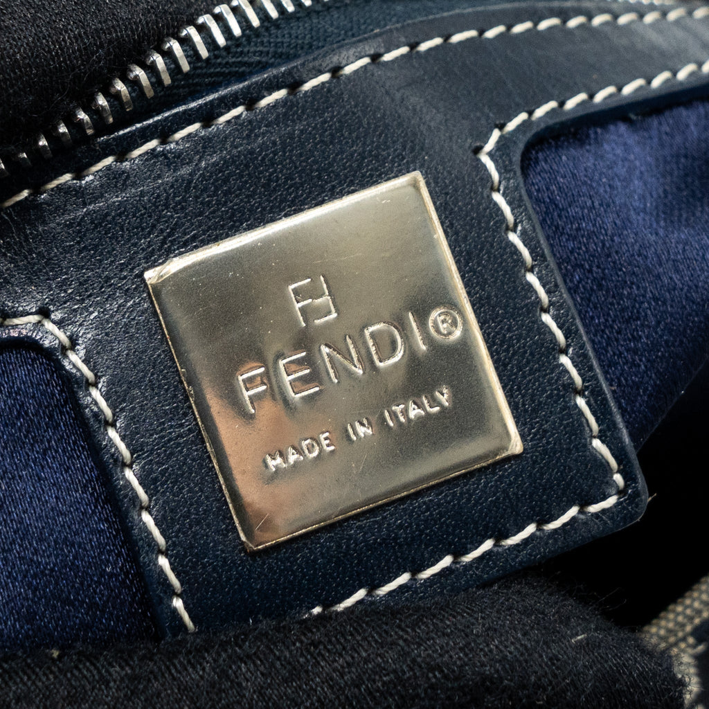 FENDI ZUCCHINO MAMA FLAP BAG FF JACQUARD CANVAS GREY SHW