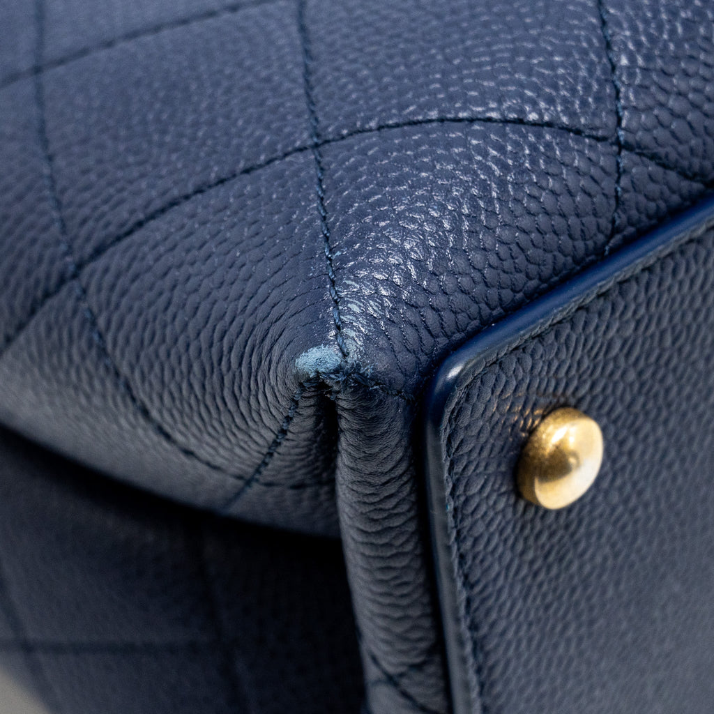 CHANEL TOP HANDLE DRAWSTRING BUCKET BAG CAVIAR NAVY  GHW