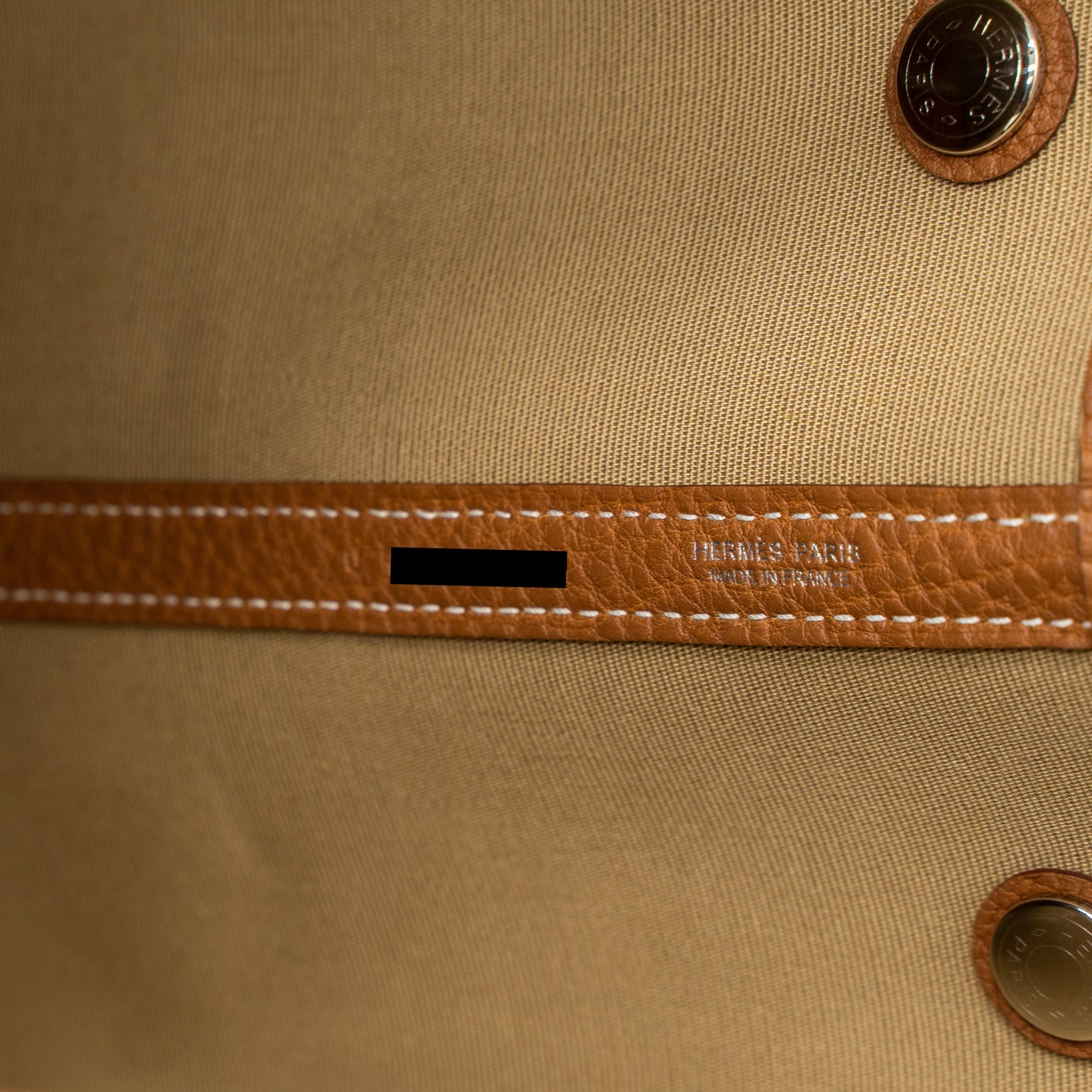 HERMES GARDEN PARTY 36 CANVAS/LEATHER TRENCH/GOLD SHW
