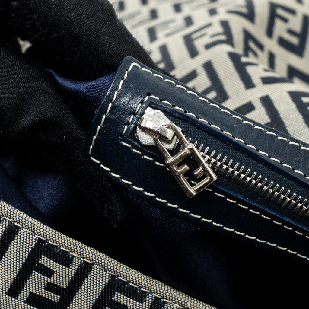 FENDI ZUCCHINO MAMA FLAP BAG FF JACQUARD CANVAS GREY SHW