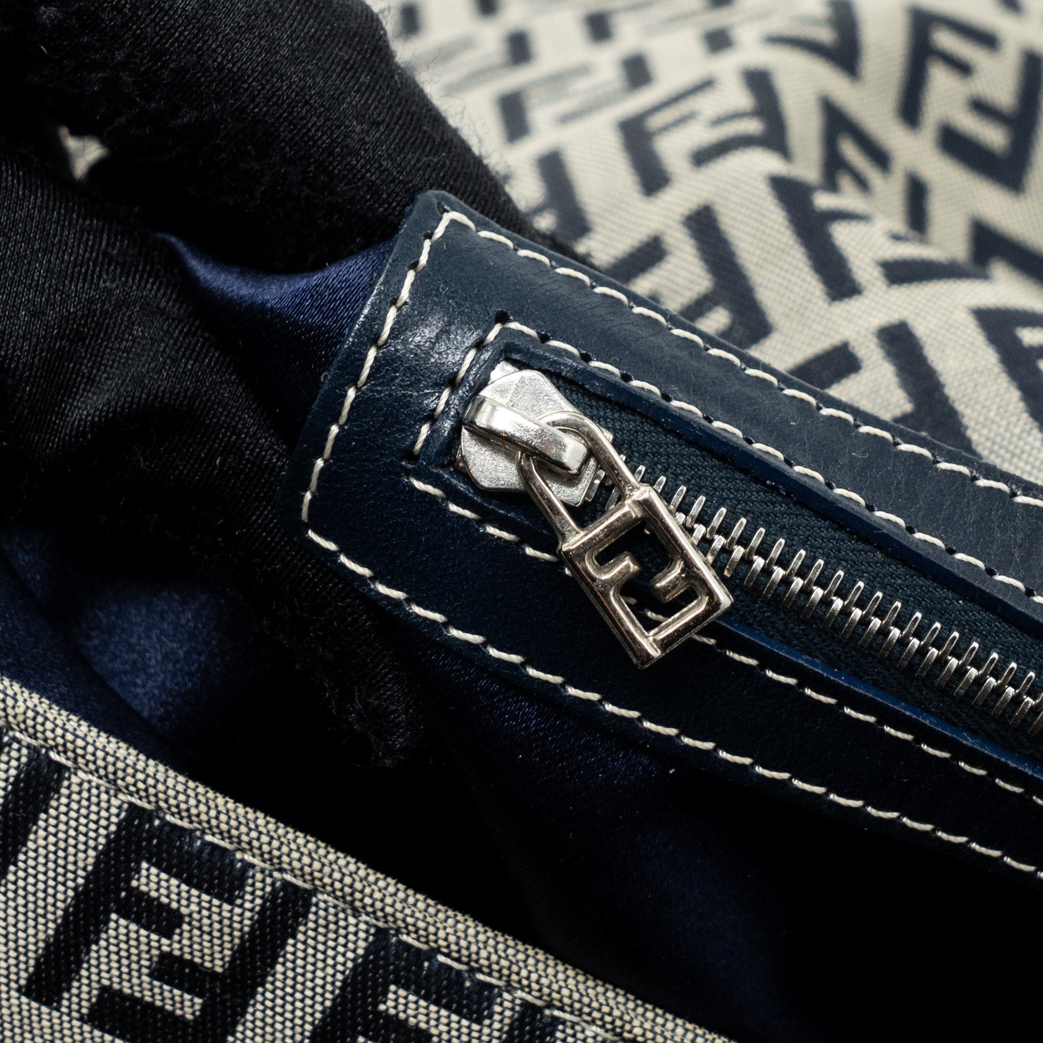 FENDI ZUCCHINO MAMA FLAP BAG FF JACQUARD CANVAS GREY SHW