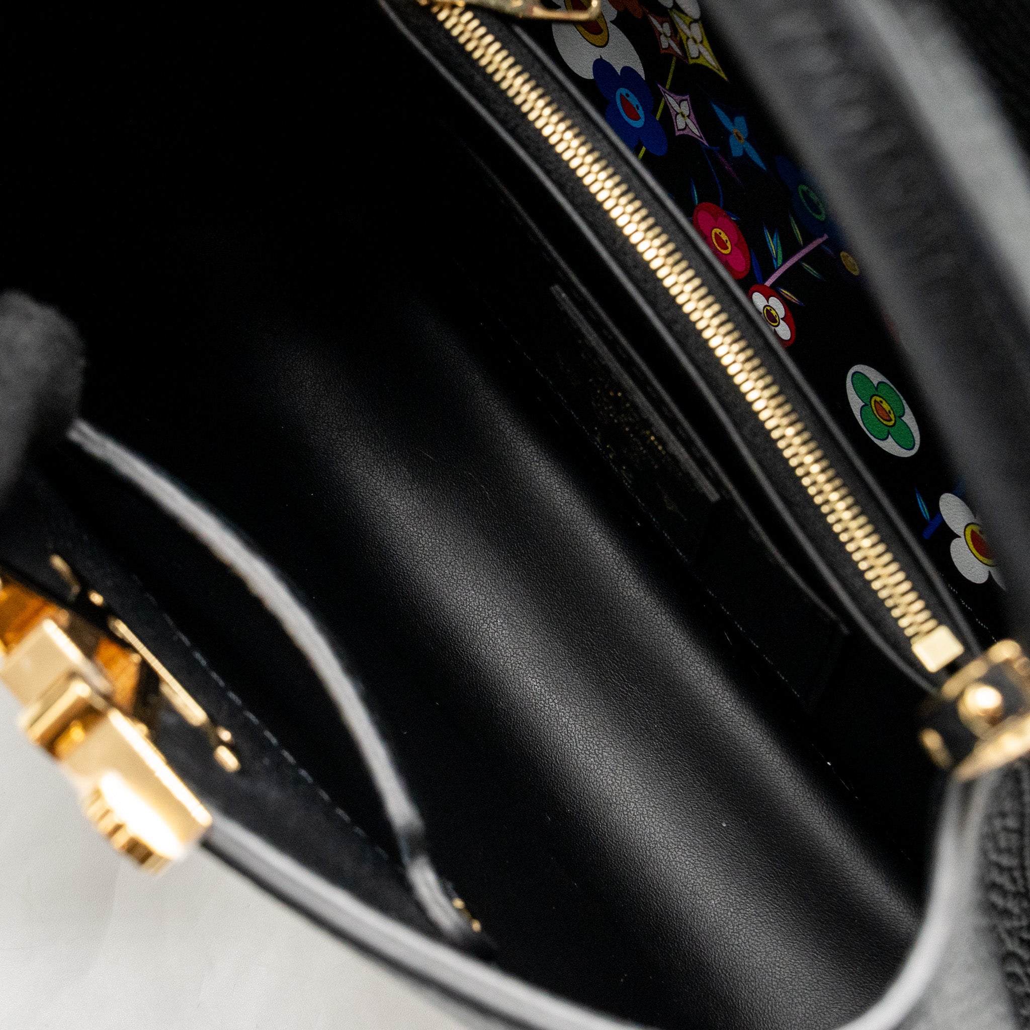 LOUIS VUITTON MURAKAMI LIMITED EDITION CAPUCINES BB TAURILLON LEATHER BLACK GHW