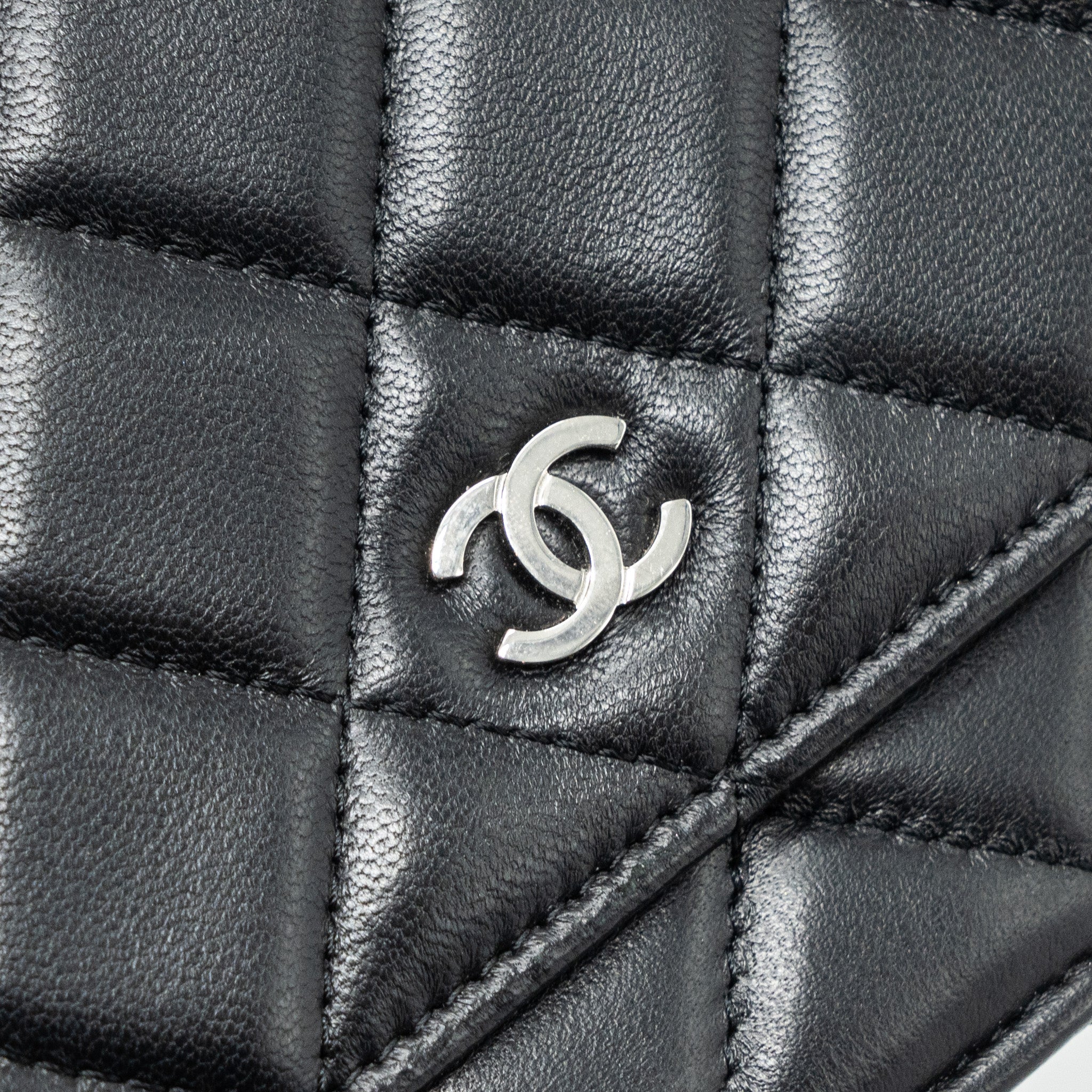 CHANEL CLASSIC WALLET ON CHAIN LAMBSKIN BLACK SHW
