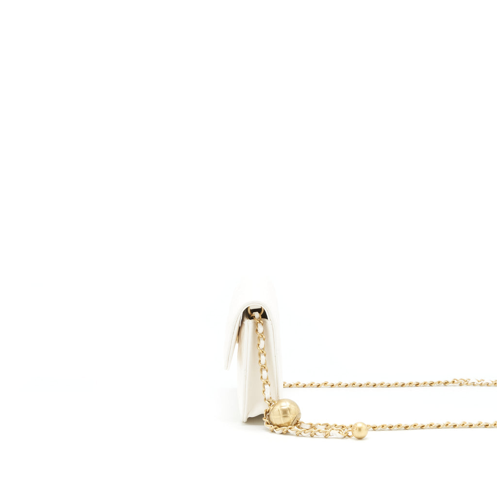 CHANEL 21B PEARL CRUSH MINI FLAP BAG WITH CHAIN/BELT BAG WHITE GHW