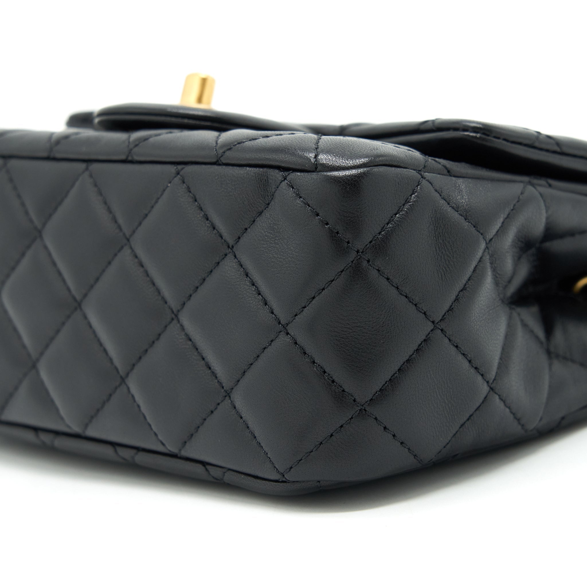CHANEL MINI SQUARE PEARL CRUSH LAMBSKIN BLACK GHW