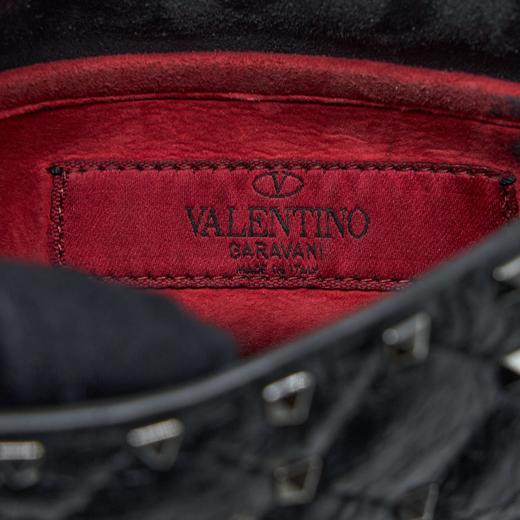 VALENTINO ROCKSTUD TOP HANDLE FLAP BAG WITH CHAIN BLACK SHW