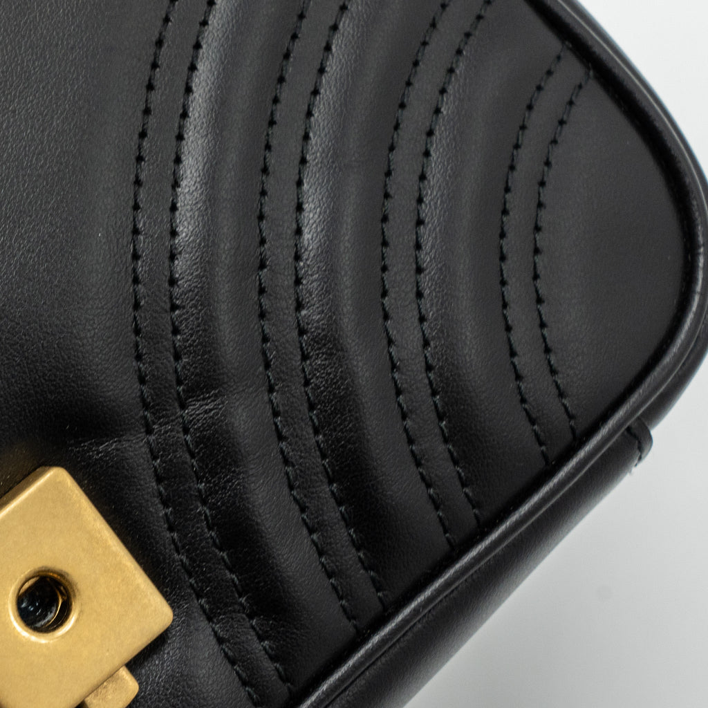 GUCCI MINI MARMONT CALFSKIN BLACK GHW