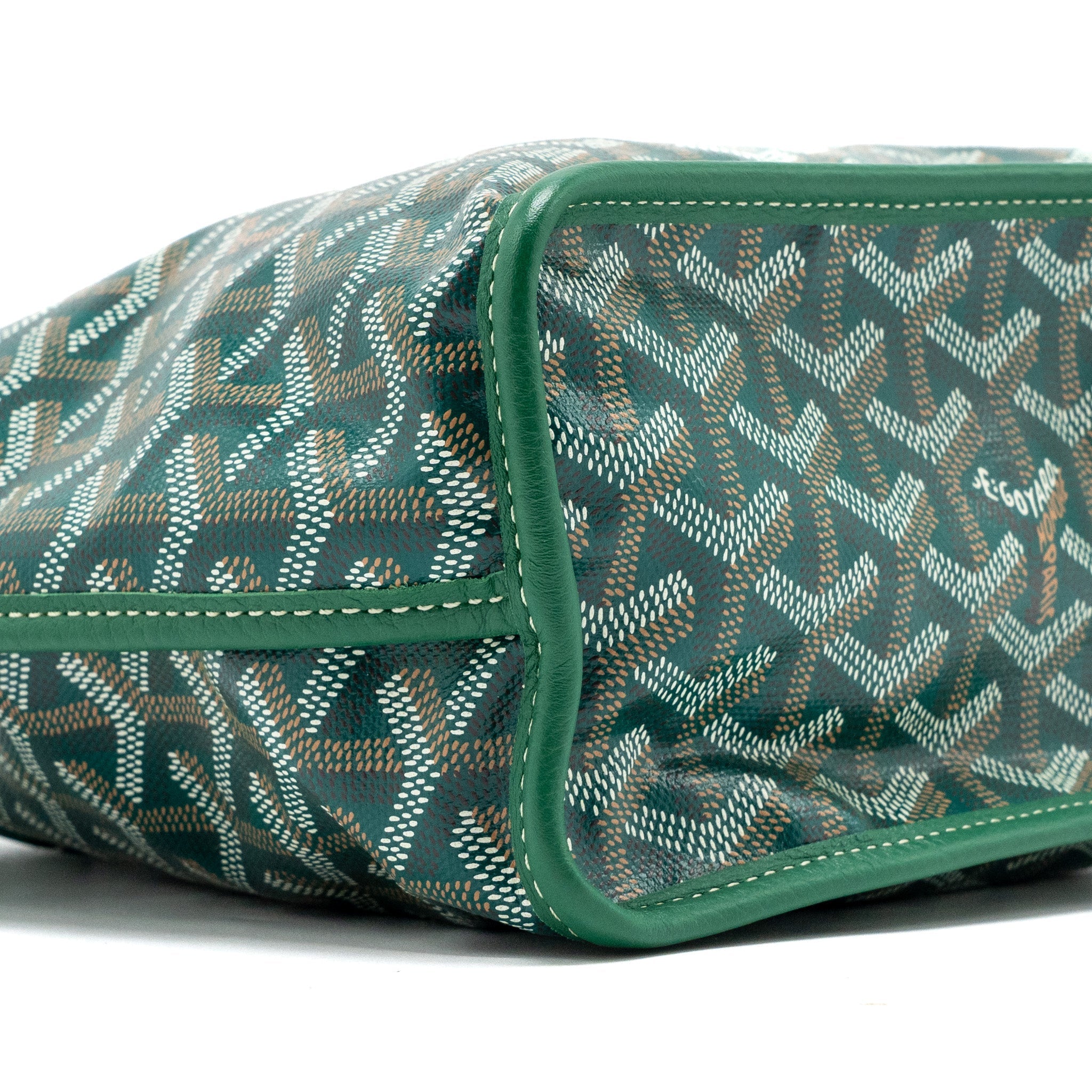 GOYARD MINI ANJOU TOTE BAG GOYARDLINE CANVAS / LEATHER GREEN SHW