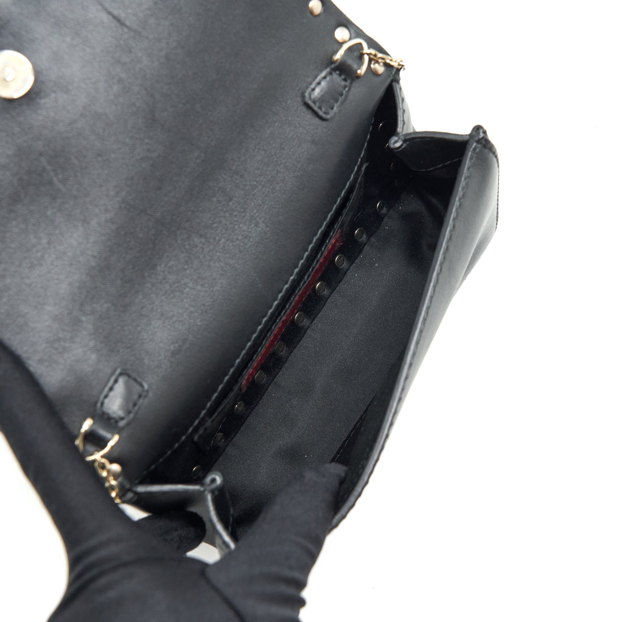 VALENTINO ROCKSTUD MINI FLAP CROSSBODY BAG BLACK LGHW