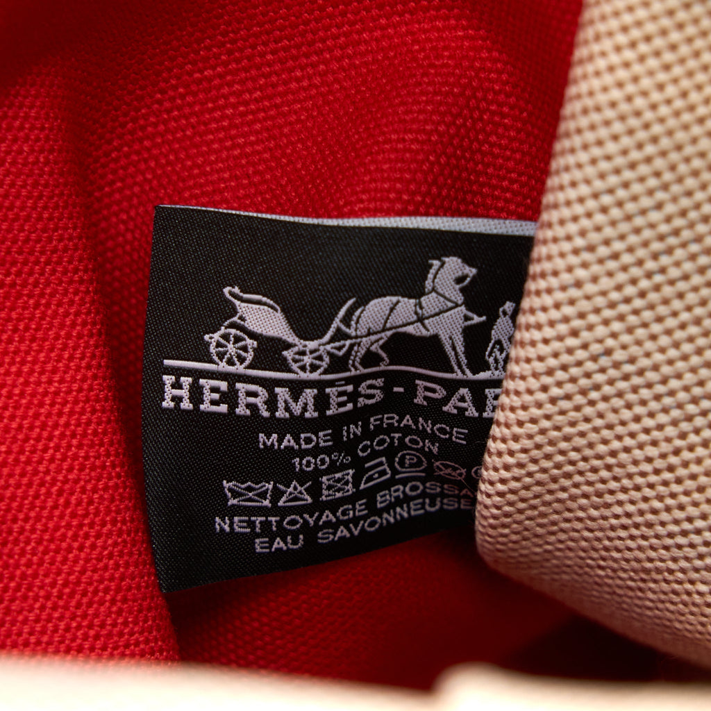 HERMES FARNIENTE BEACH BAG COTTON ROUGE/JAUNE