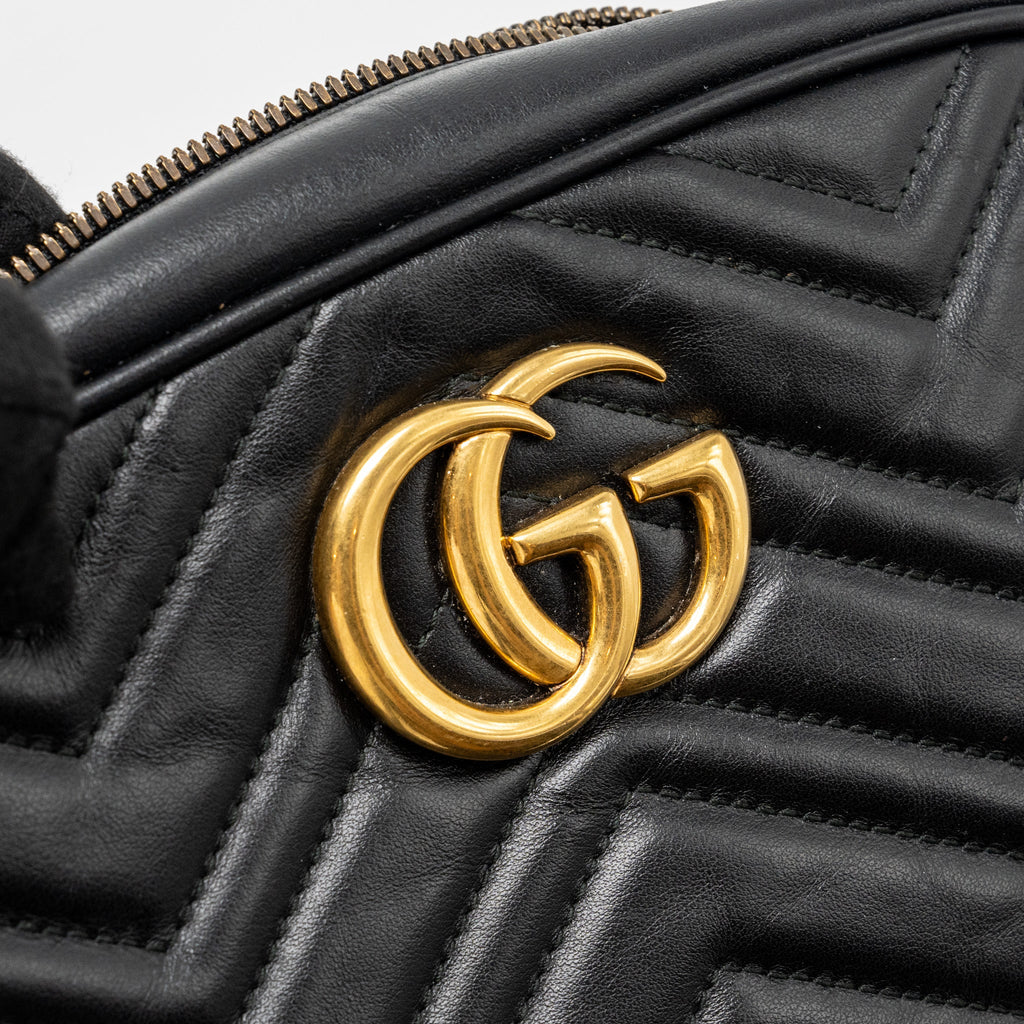 GUCCI GG MARMONT MATELESS SHOULDER BAG CALFSKIN BLACK GHW