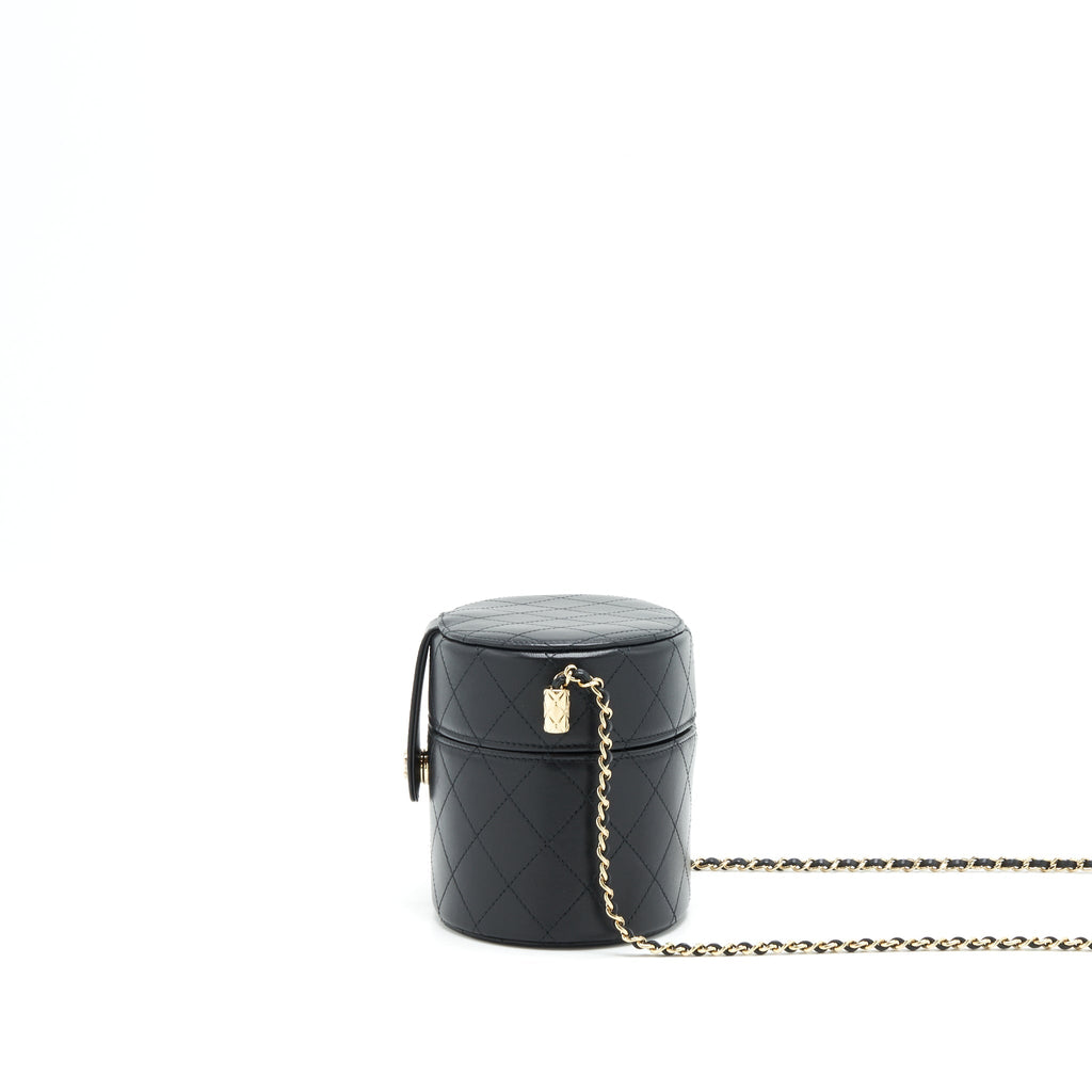 CHANEL SMALL VANITY WITH CHAIN LAMBSKIN BLACK LGHW