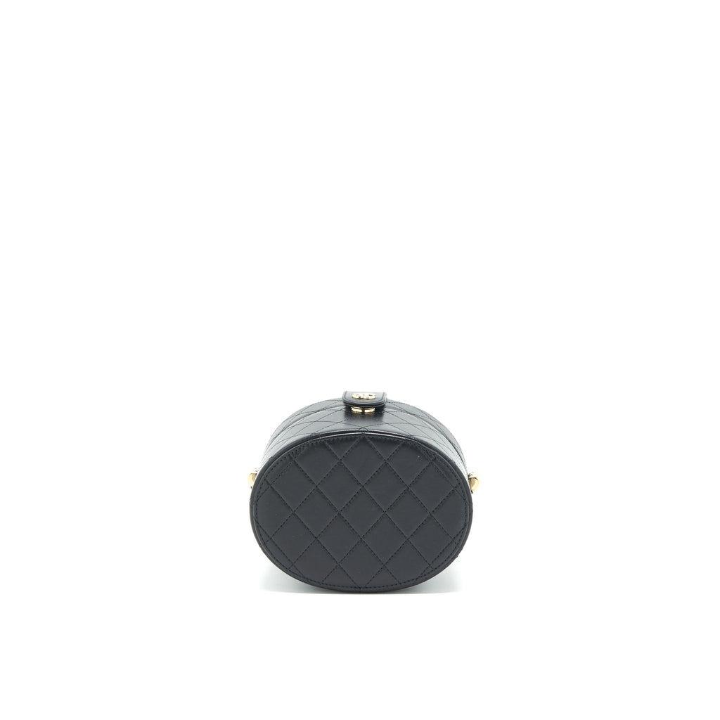 CHANEL SMALL VANITY WITH CHAIN LAMBSKIN BLACK LGHW