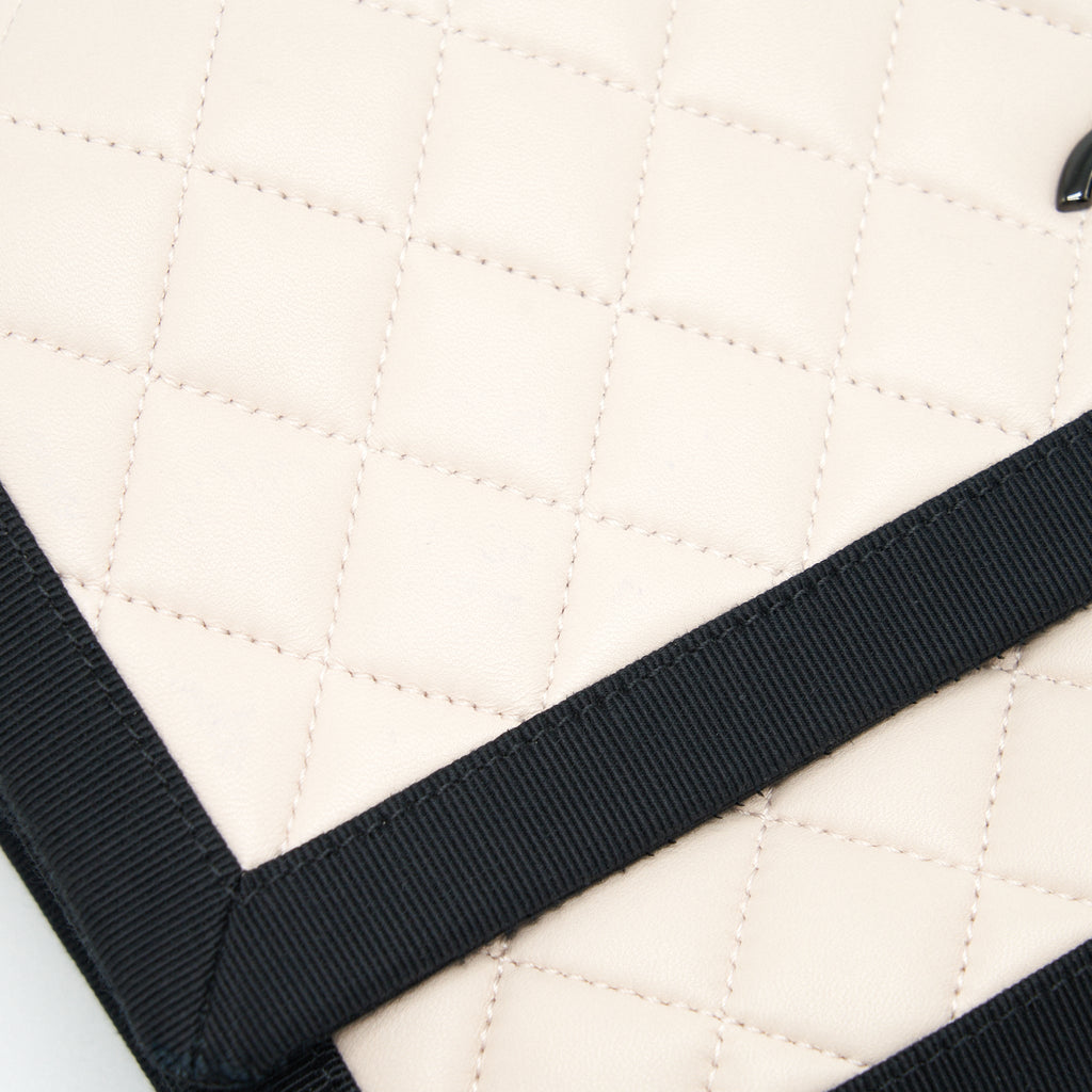 CHANEL SEASONAL FLAP BAG LAMBSKIN LIGHT BEIGE BLACK HARDWARE