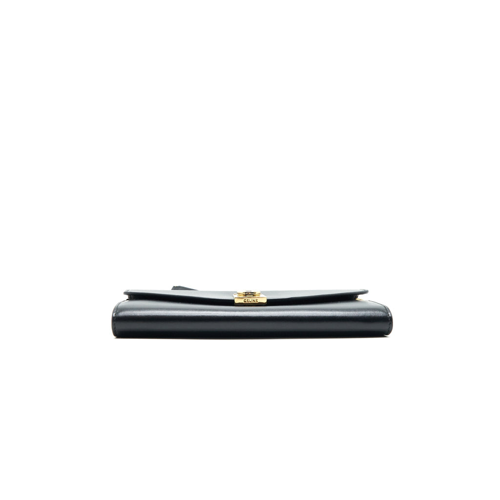 CELINE CALFSKIN C WALLET ON CHAIN BAG BLACK GHW