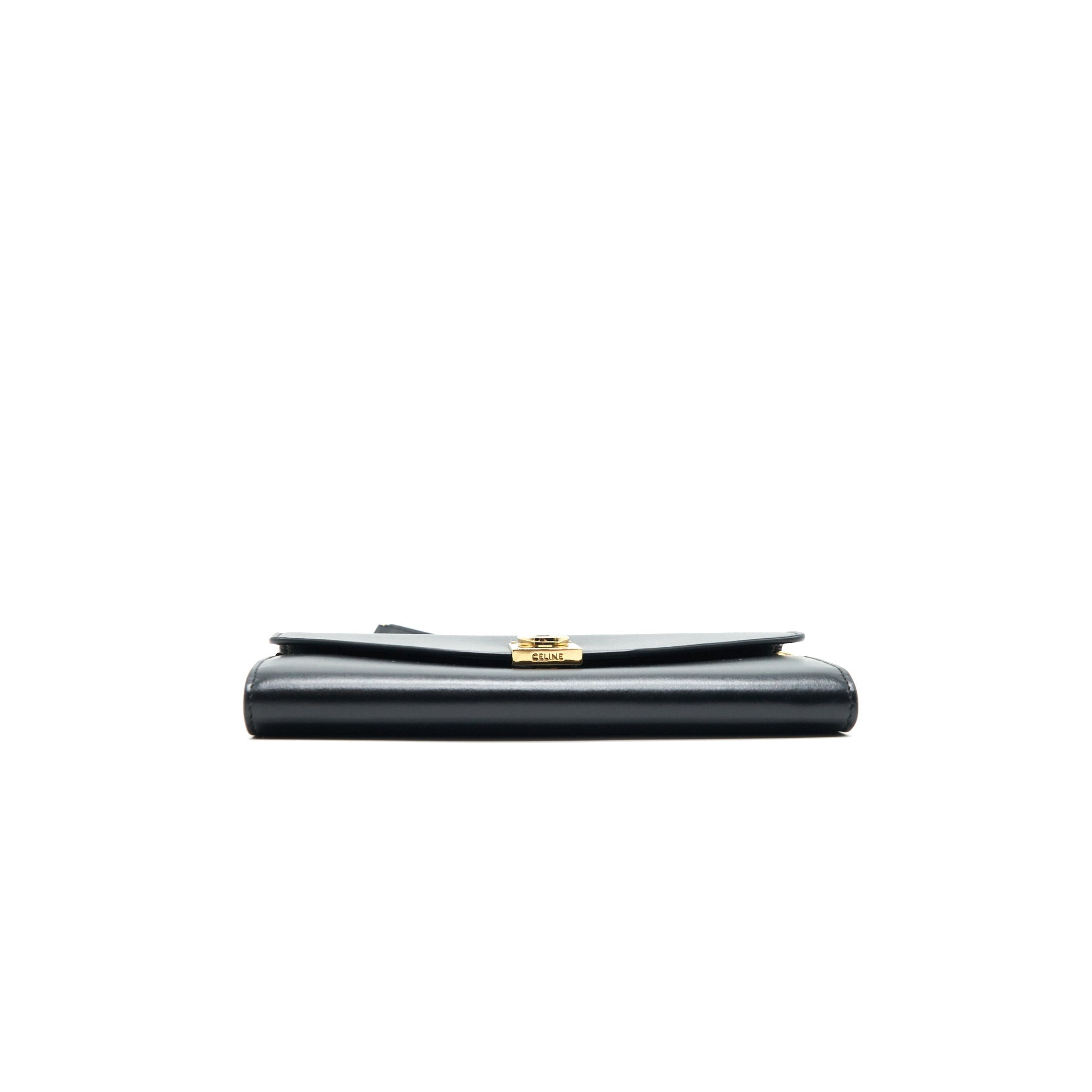 CELINE CALFSKIN C WALLET ON CHAIN BAG BLACK GHW
