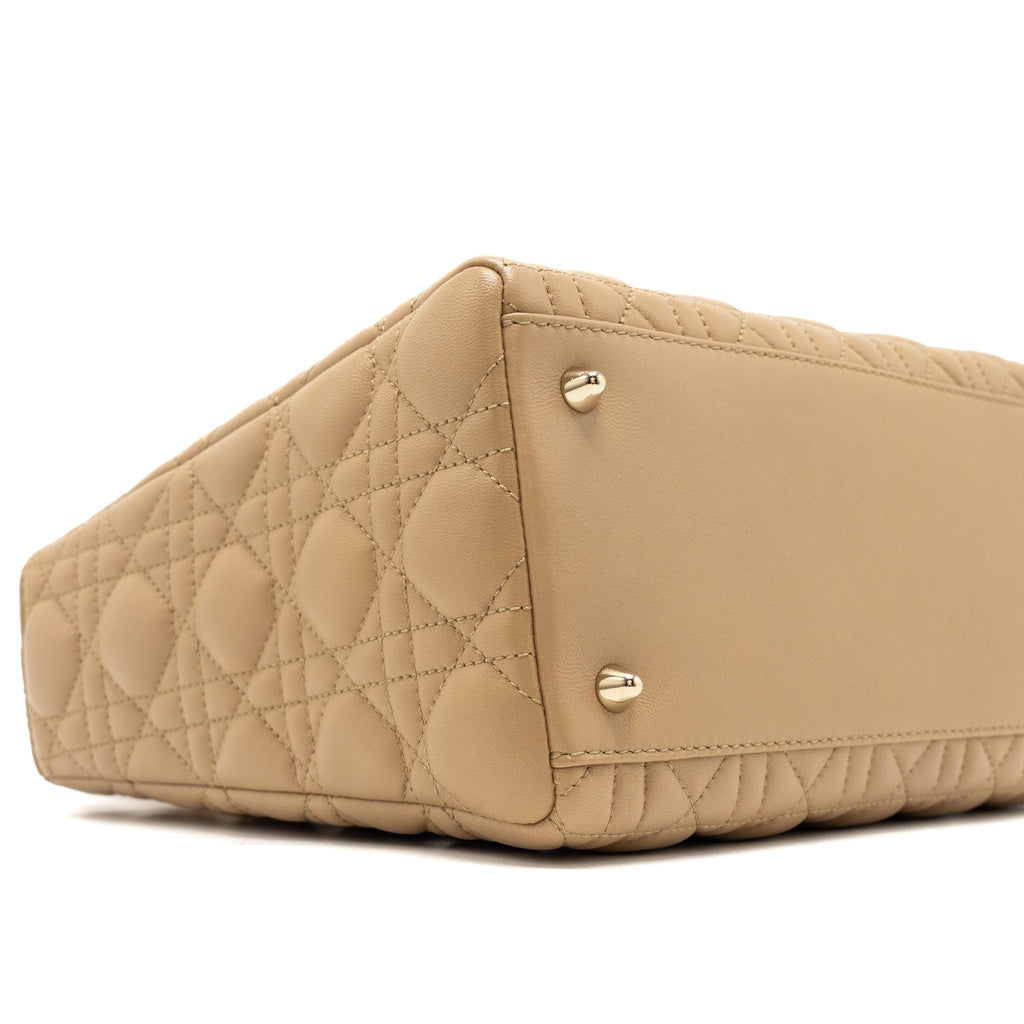 DIOR MEDIUM LADY DIOR LAMBSKIN BEIGE LGHW