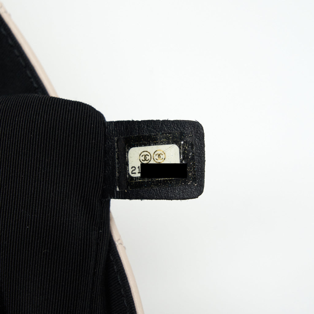 CHANEL SEASONAL FLAP BAG LAMBSKIN LIGHT BEIGE BLACK HARDWARE