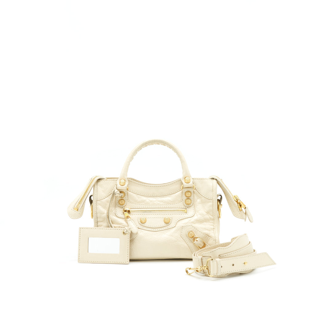 BALENCIAGA MINI CITY CROSSBODY BAG LIGHT BEIGE GHW