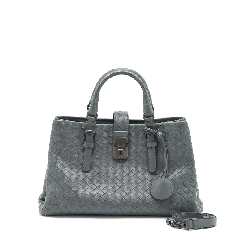 BOTTEGA VENETA ROMA TOTE BAG DARK GREY RUTHENIUM SLIVER HARDWARE