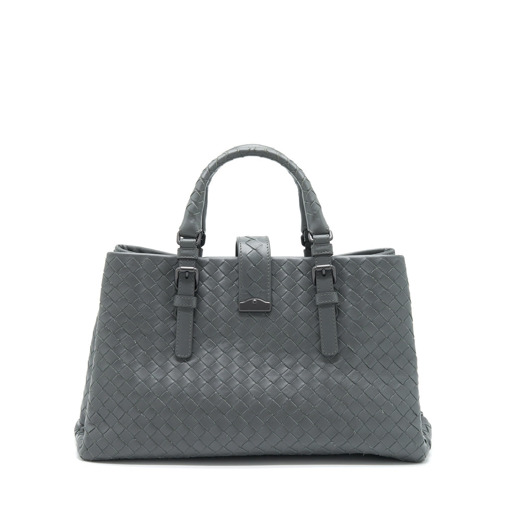 BOTTEGA VENETA ROMA TOTE BAG DARK GREY RUTHENIUM SLIVER HARDWARE