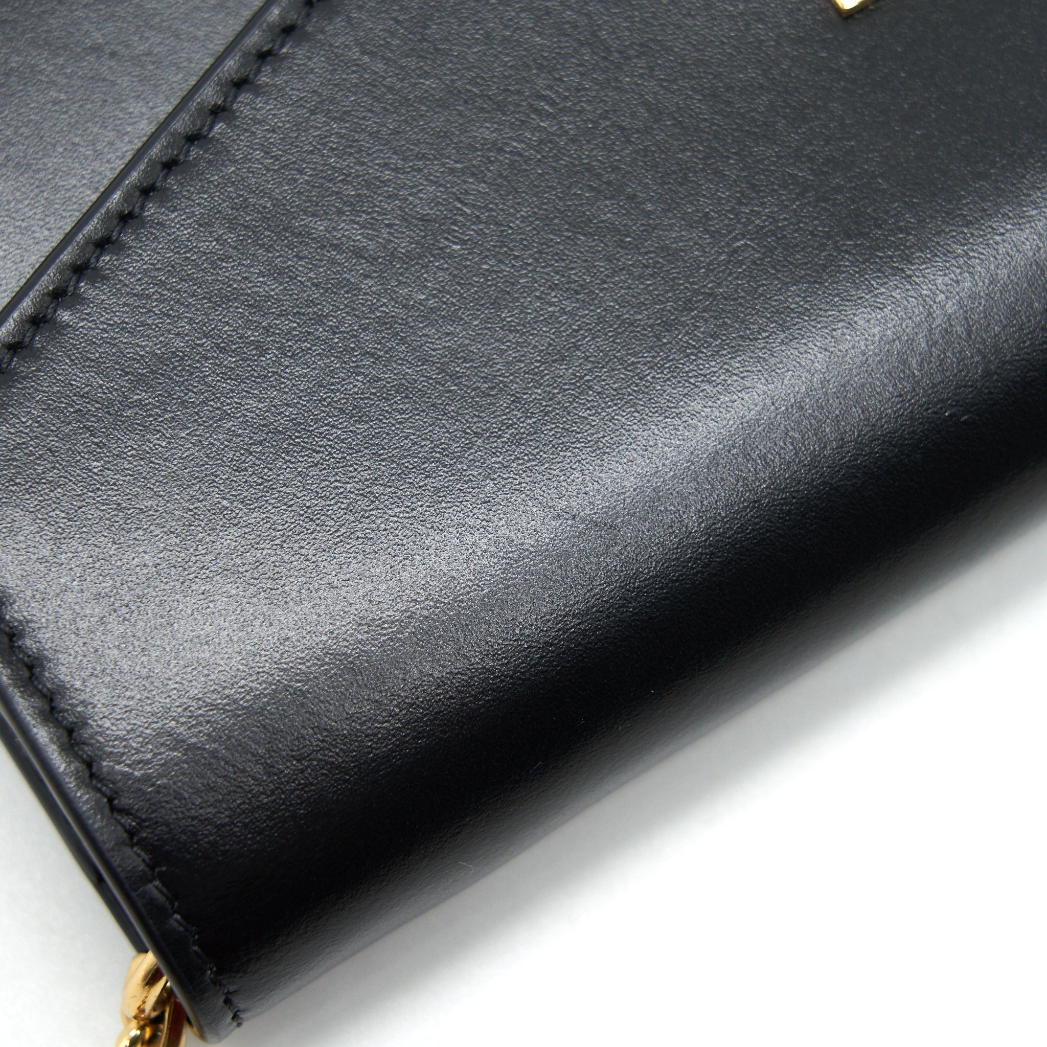 CELINE CALFSKIN C WALLET ON CHAIN BAG BLACK GHW