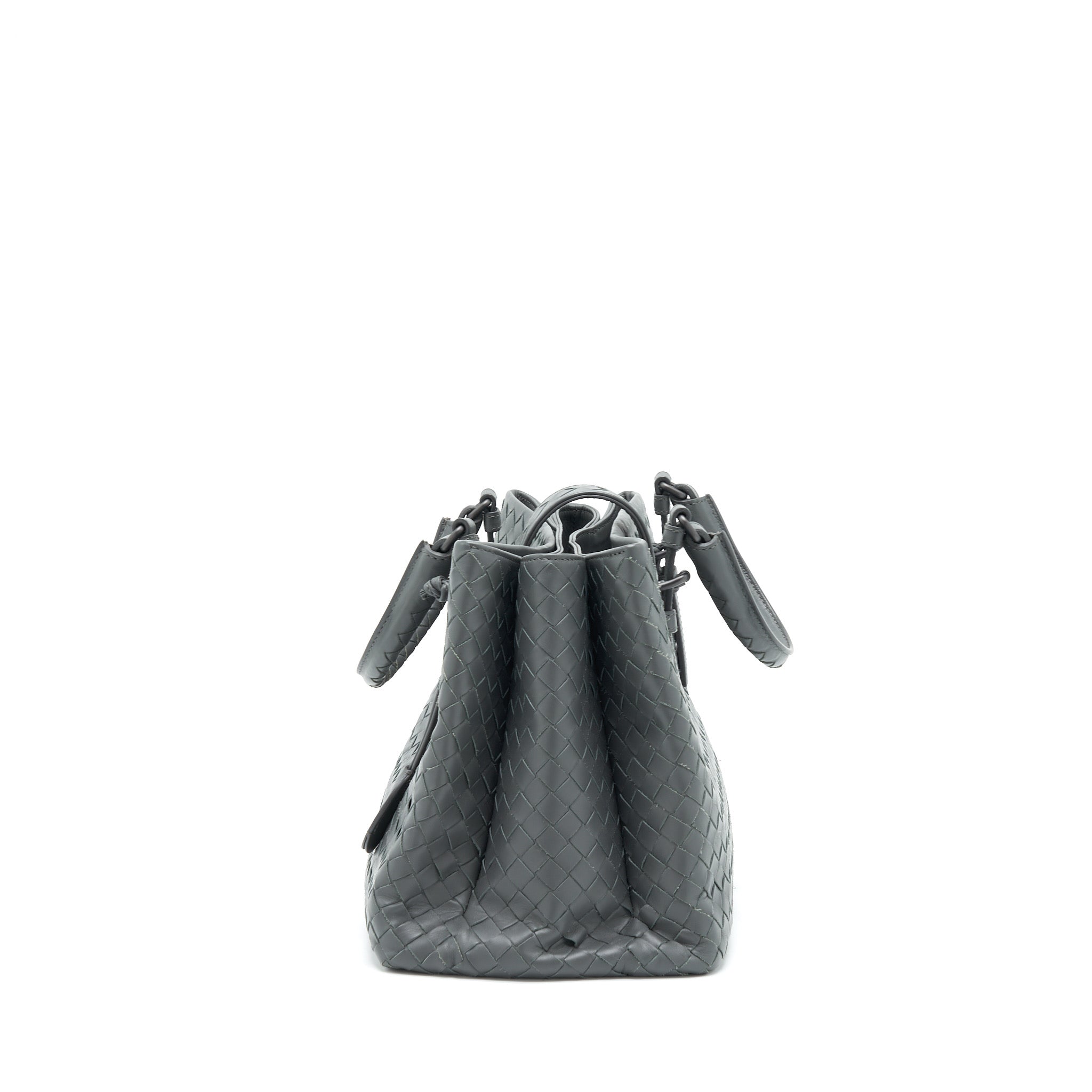 BOTTEGA VENETA ROMA TOTE BAG DARK GREY RUTHENIUM SLIVER HARDWARE