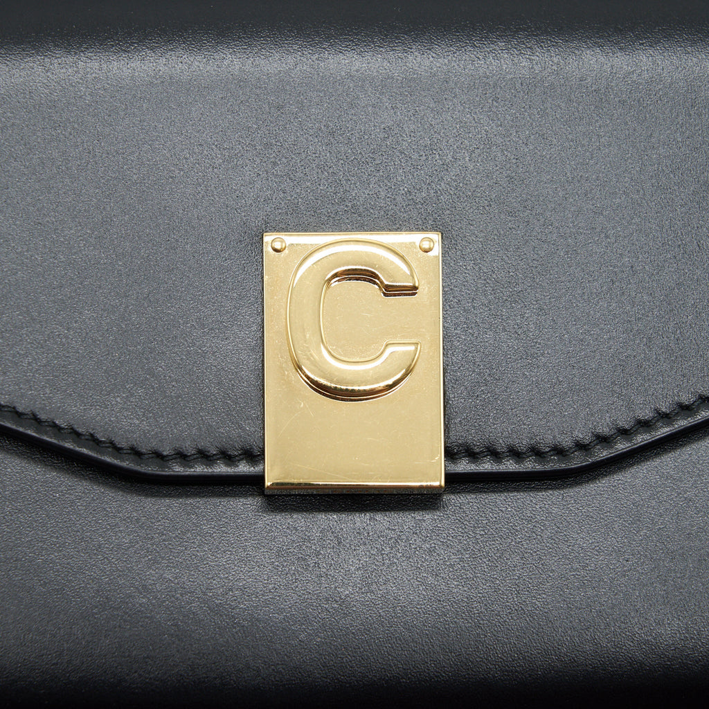 CELINE CALFSKIN C WALLET ON CHAIN BAG BLACK GHW