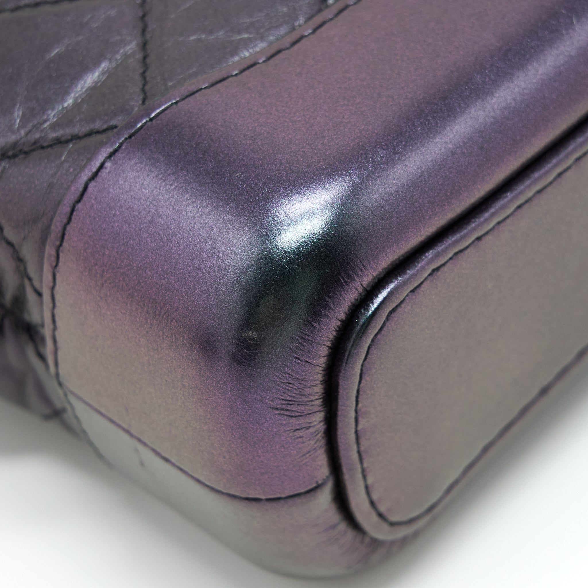 CHANEL SMALL GABRIELLE HOBO BAG LAMBSKIN IRIDESCENT PURPLE WITH GOLD/SILVER HARDWARE
